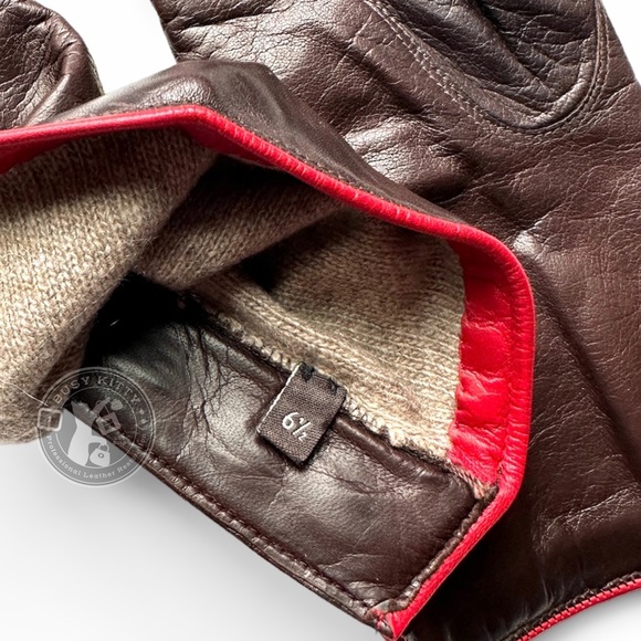 NWT Coach Triple Turnlock Leather & Cashmere Gloves - Size 6.5 (Small) - Picture 6 of 8